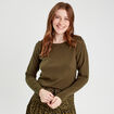 Pull avec boutons &eacute;paules vert kaki femme