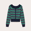 Gilet col bateau bleu marine femme