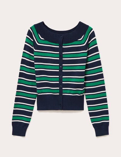 Gilet col bateau bleu marine femme