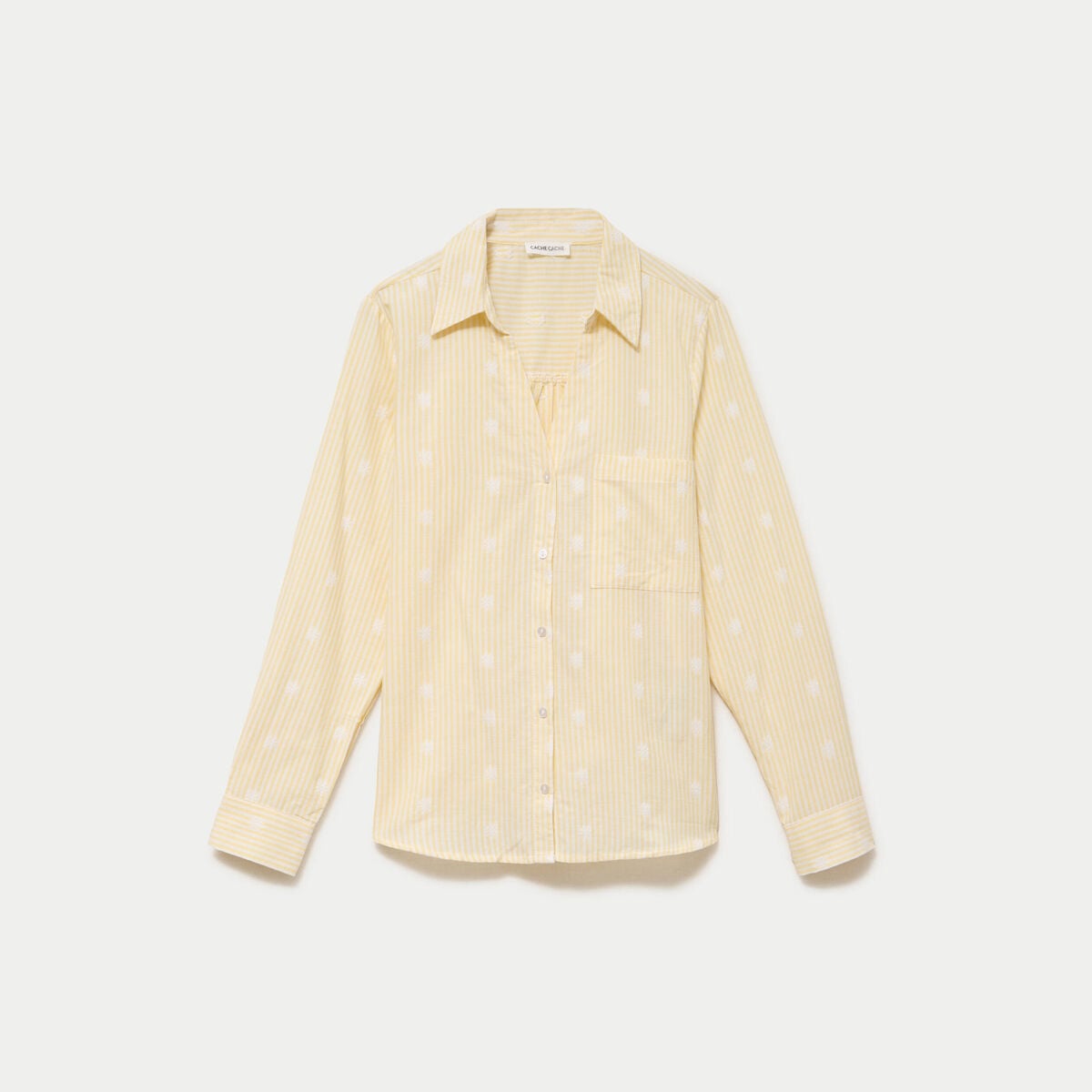 Chemise droite manches longues jaune citron femme