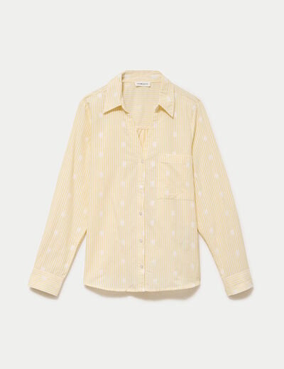 Chemise droite manches longues jaune citron femme