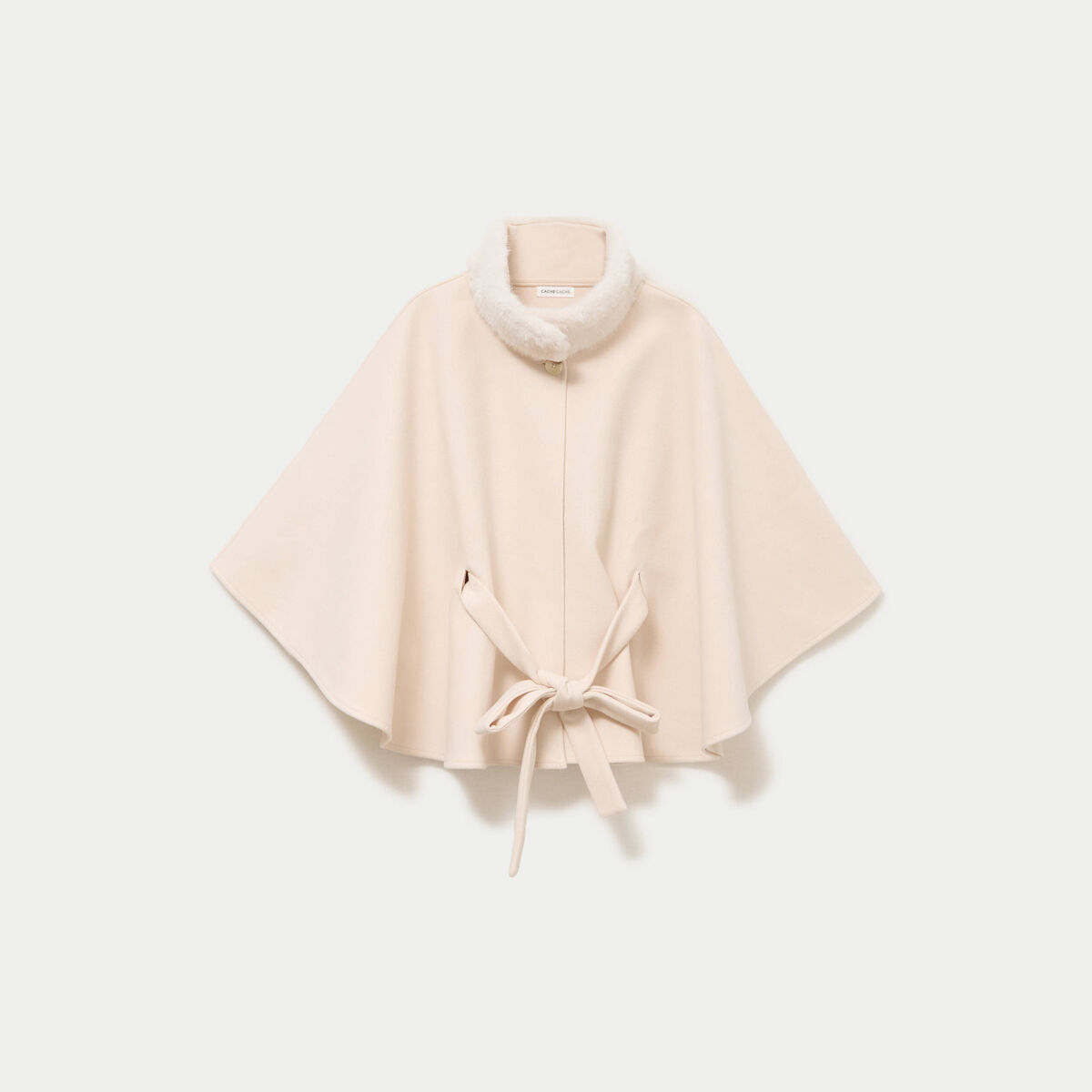 Poncho en fausse fourrure ivoire femme