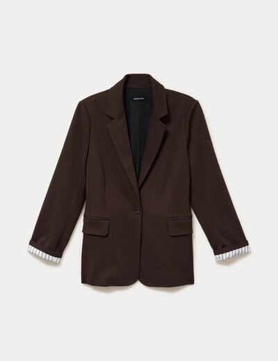 Blazer cintr&eacute; manches longues marron fonc&eacute; femme
