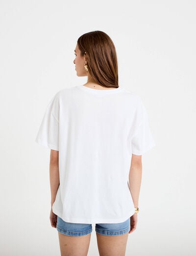 T-shirt oversize manches courtes blanc femme