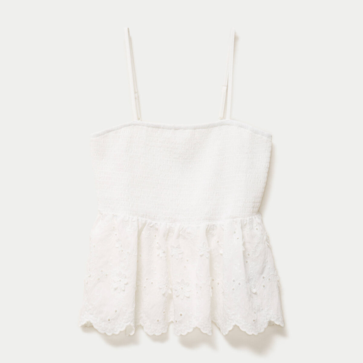 Top bi-mati&egrave;re &agrave; bretelles blanc femme