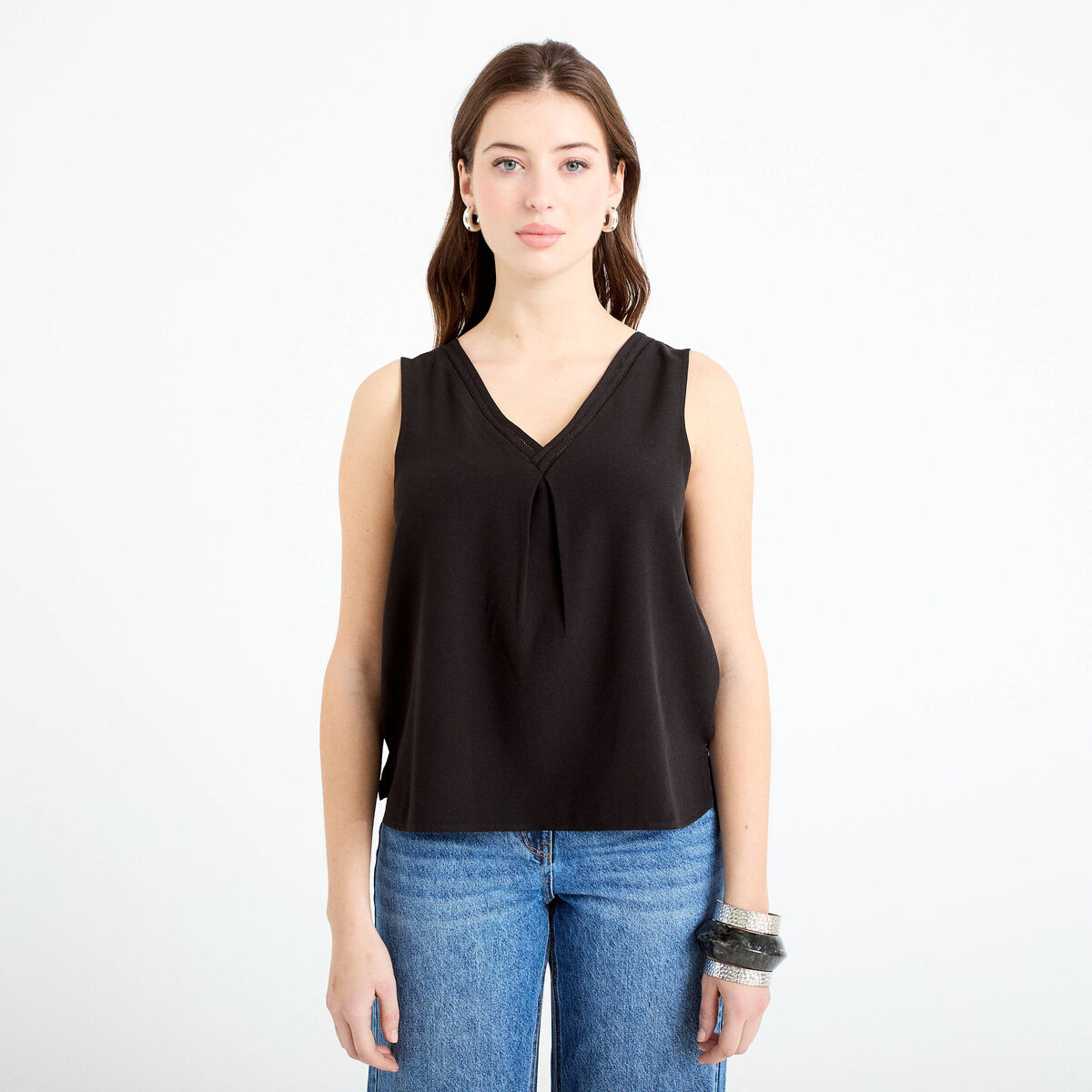 D&eacute;bardeur sans manches noir femme