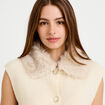 Gilet manches courtes fausse fourrure ecru femme