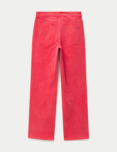 Pantalon droit en velours rouge femme