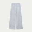 Pantalon large brod&eacute; bleu marine femme