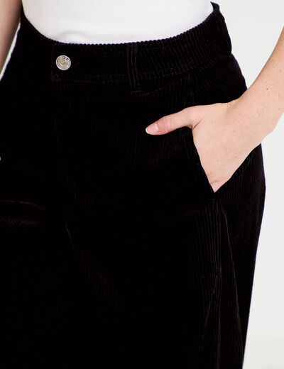 Pantalon chino en velours noir femme