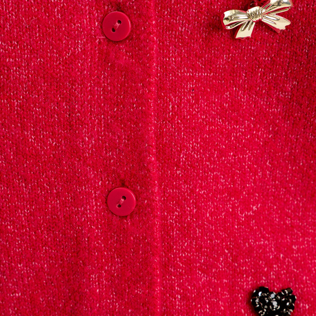 Gilet col rond manches longues rouge clair femme