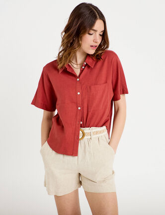 Short avec ceinture amovible beige femme