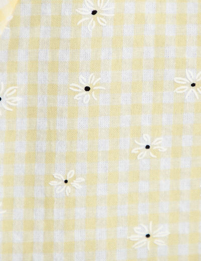 Blouse droite col v manches courtes jaune clair femme