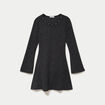 Robe ajust&eacute;e courte manches longues gris femme