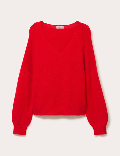 Pull manches longues rouge femme