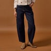 Jean barrel cropped taille standard denim brut femme