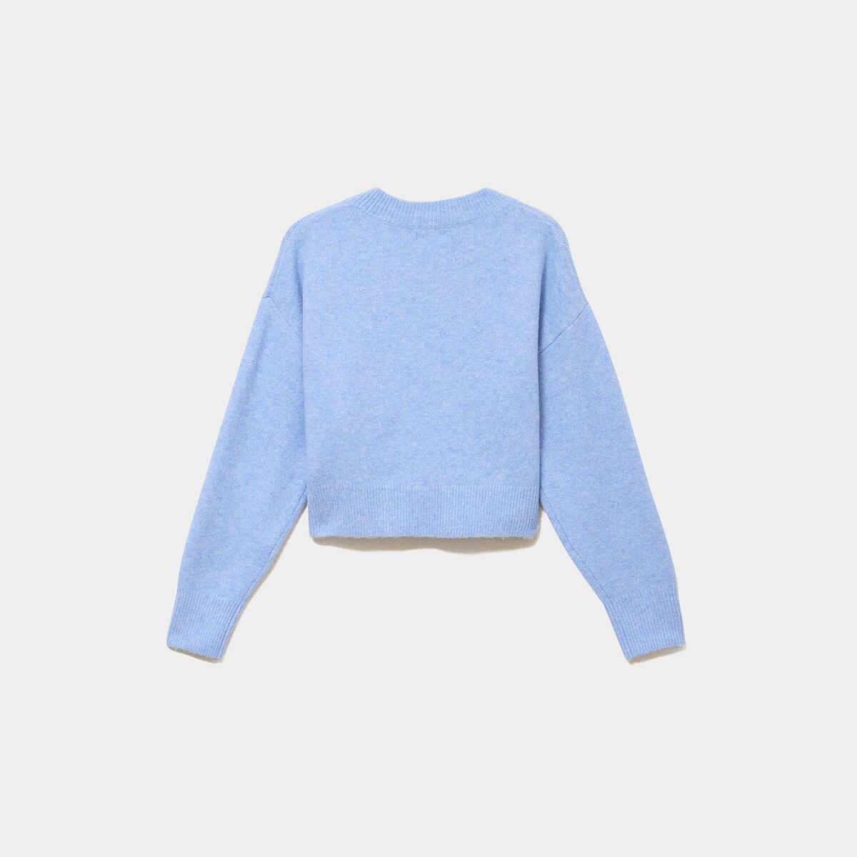 Gilet court nou&eacute; bleu ciel femme