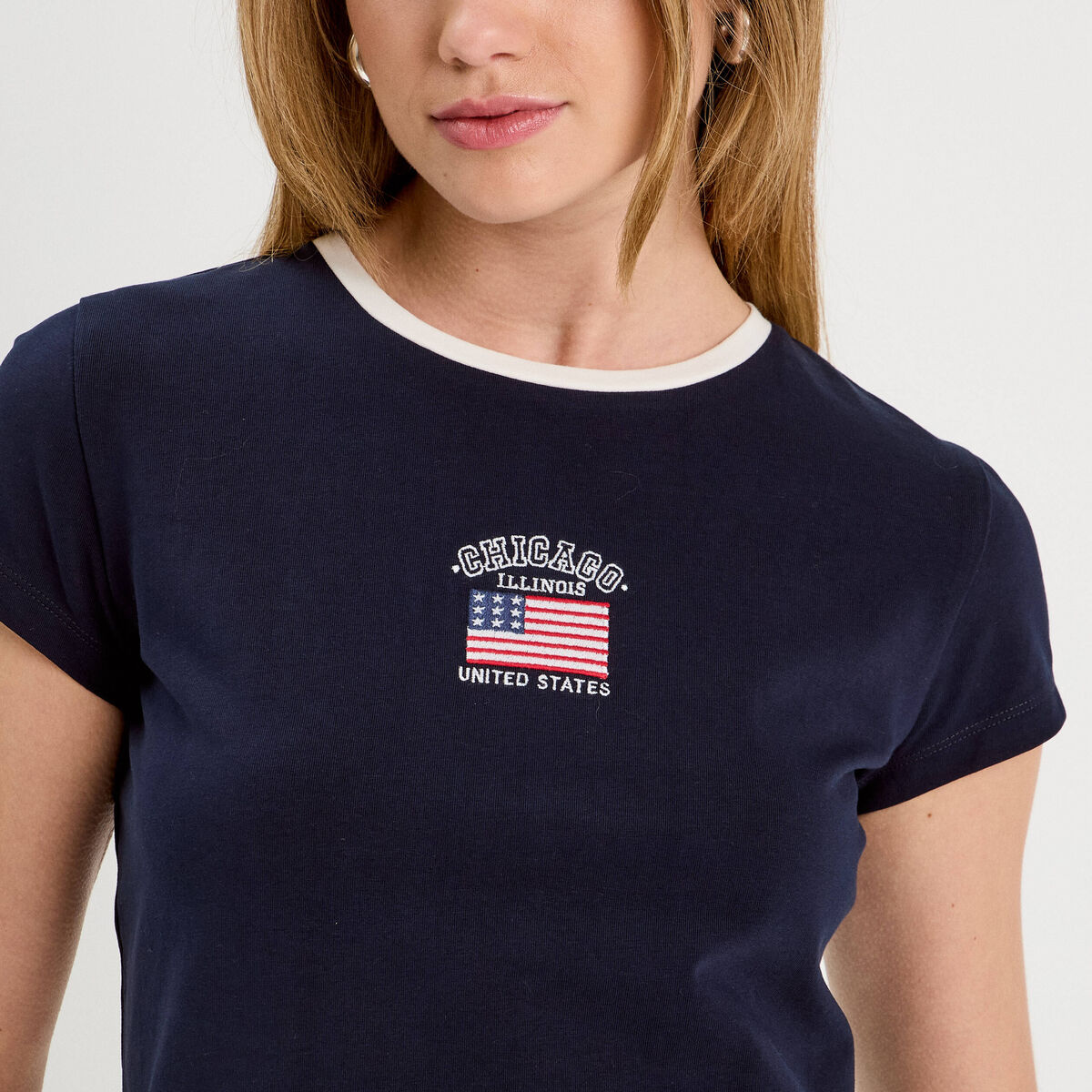 T-shirt manches courtes bleu marine femme