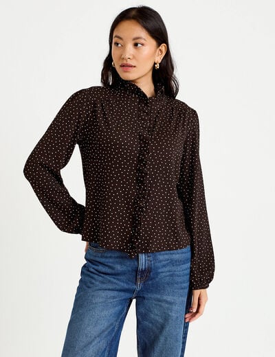 Blouse manches longues marron femme