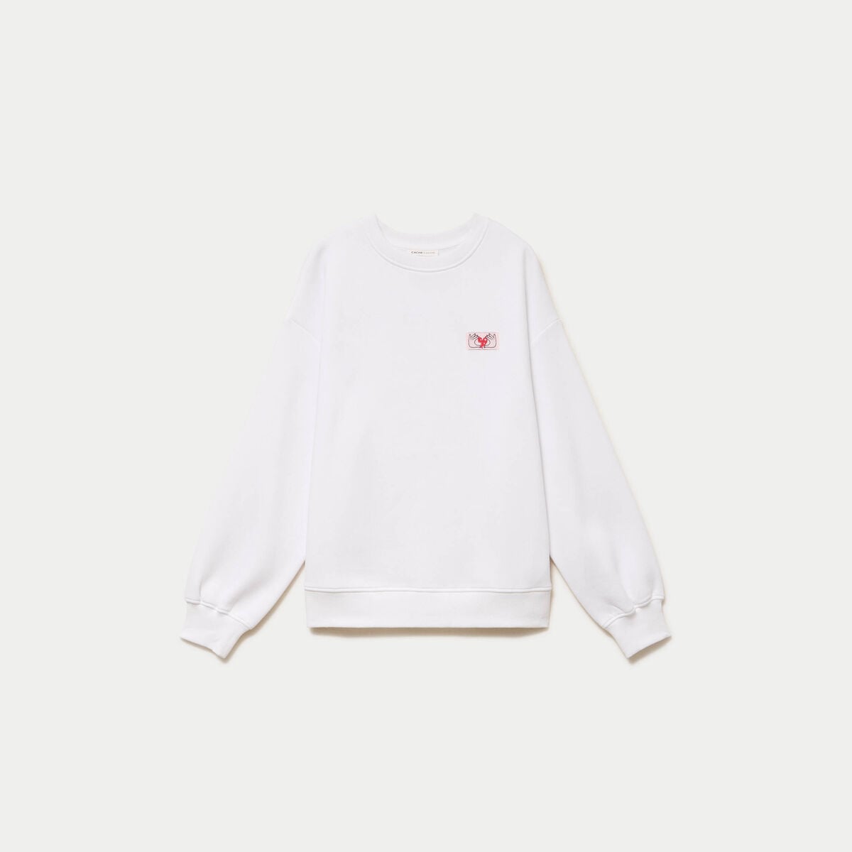 Sweat oversize col rond manches longues blanc femme