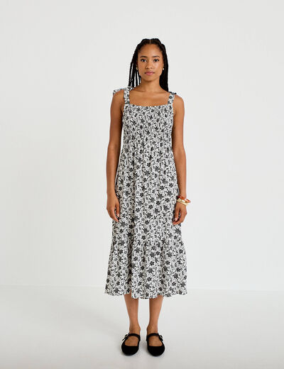Robe longue &eacute;vas&eacute;e col carr&eacute; noir femme