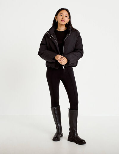 Doudoune cropped col montant noir femme
