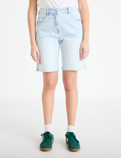 Bermuda large en jean denim bleach femme