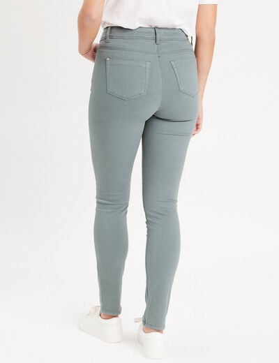 Jeans slim 5 poches vert fonc&eacute; femme