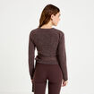 Cache-coeur droit manches longues marron clair femme