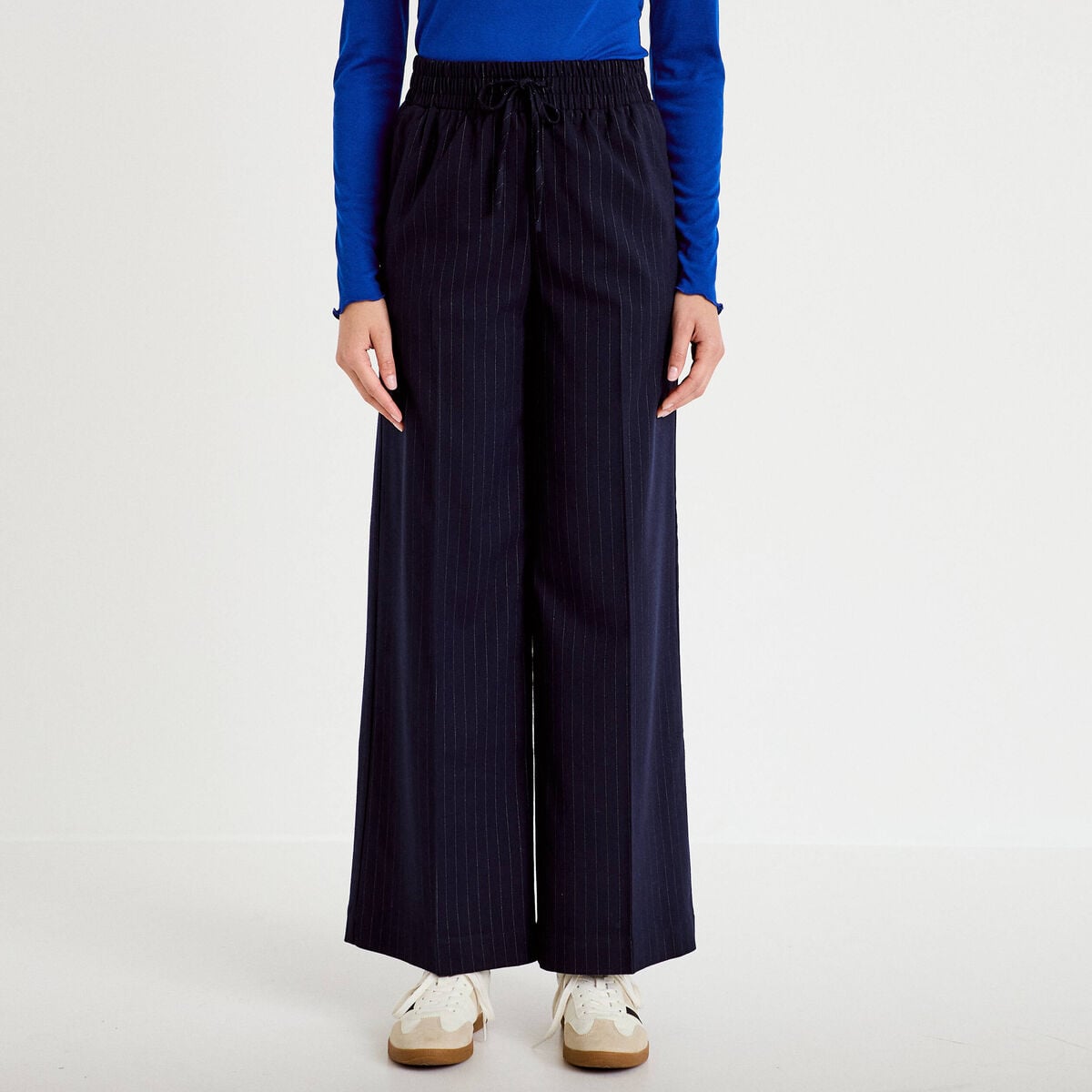 Pantalon bootcut taille standard bleu marine femme