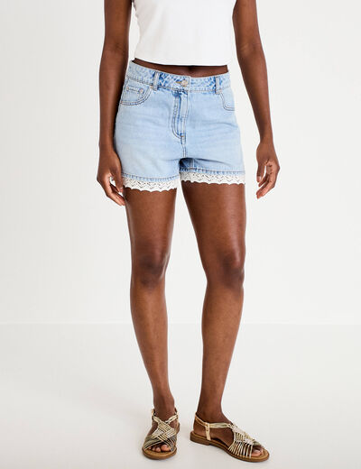Short en jean denim bleach femme