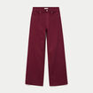 Jean wide leg taille haute bordeaux femme