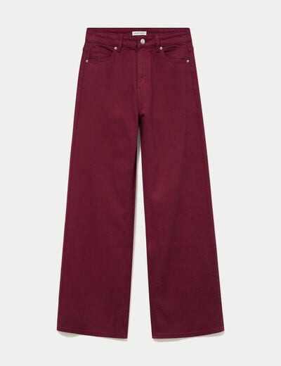 Jean wide leg taille haute bordeaux femme