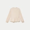 Blouse ample col v manches longues beige femme