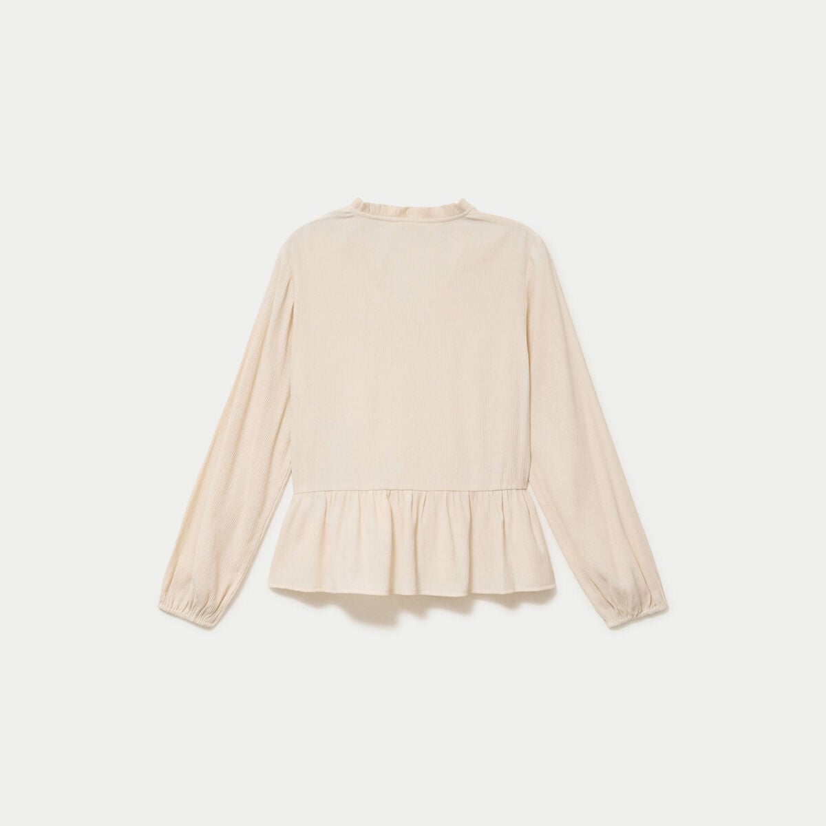 Blouse ample col v manches longues beige femme