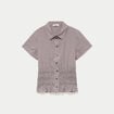 Chemise cintr&eacute;e manches courtes marron femme