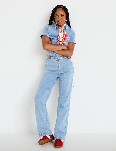 Combinaison pantalon en jean denim triple stone femme