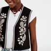 Gilet droit court sans manches noir femme