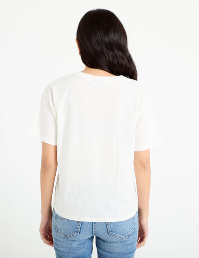 T-shirt oversize col rond rolling stones ecru femme