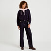 Veste cropped bas resserr&eacute; bleu marine femme