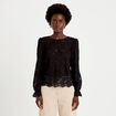 Blouse droite col v en dentelle noir femme