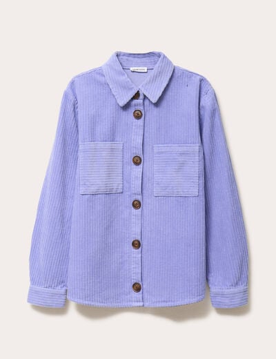 Surchemise oversize col chemise en coton mauve femme