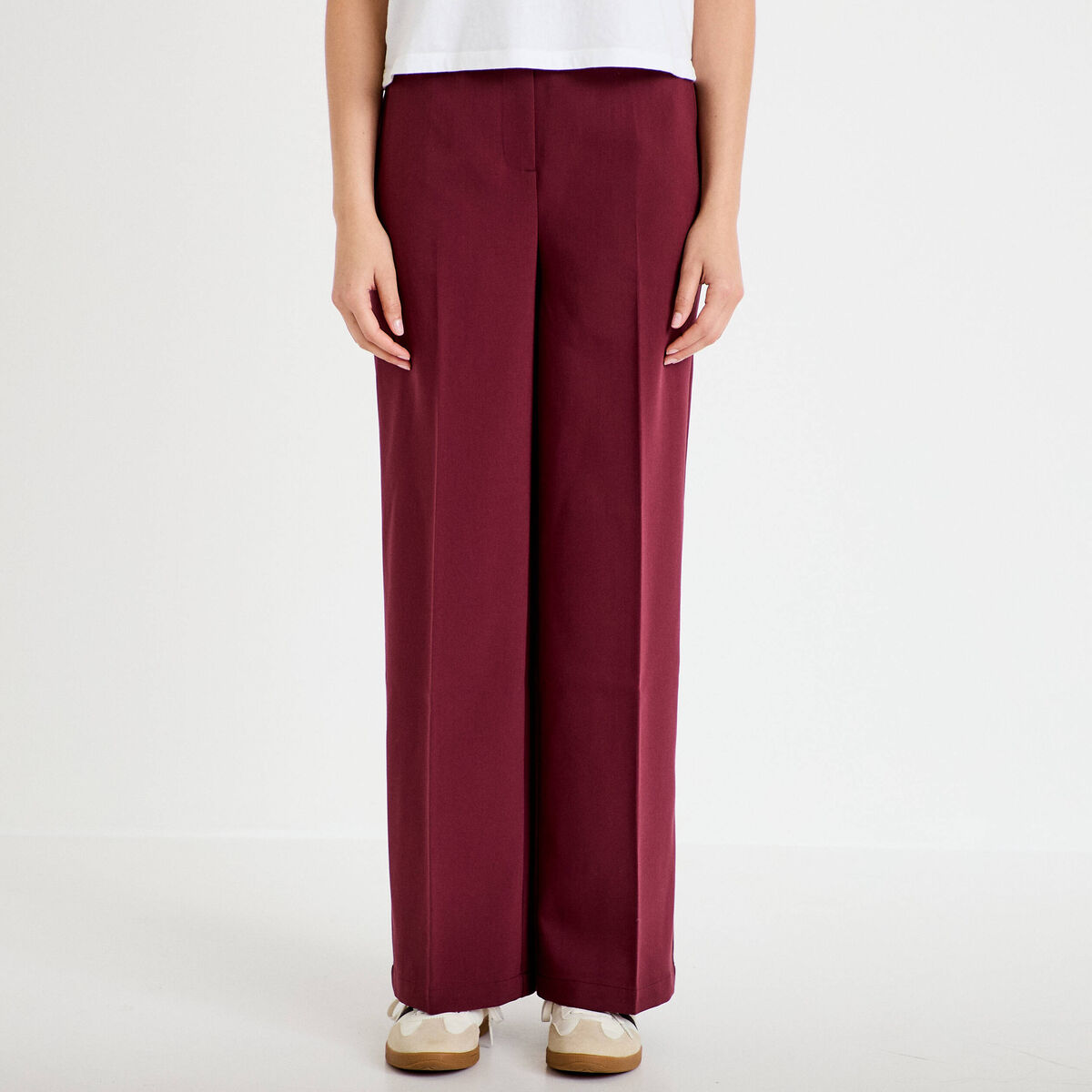 Pantalon city large violet fonc&eacute; femme