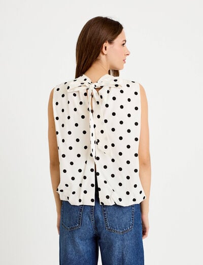 Blouse ample sans manches dos d&eacute;collet&eacute; blanc femme
