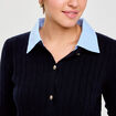 Gilet col chemise manches longues bleu marine femme