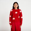 Pull ample col rond manches longues rouge femme