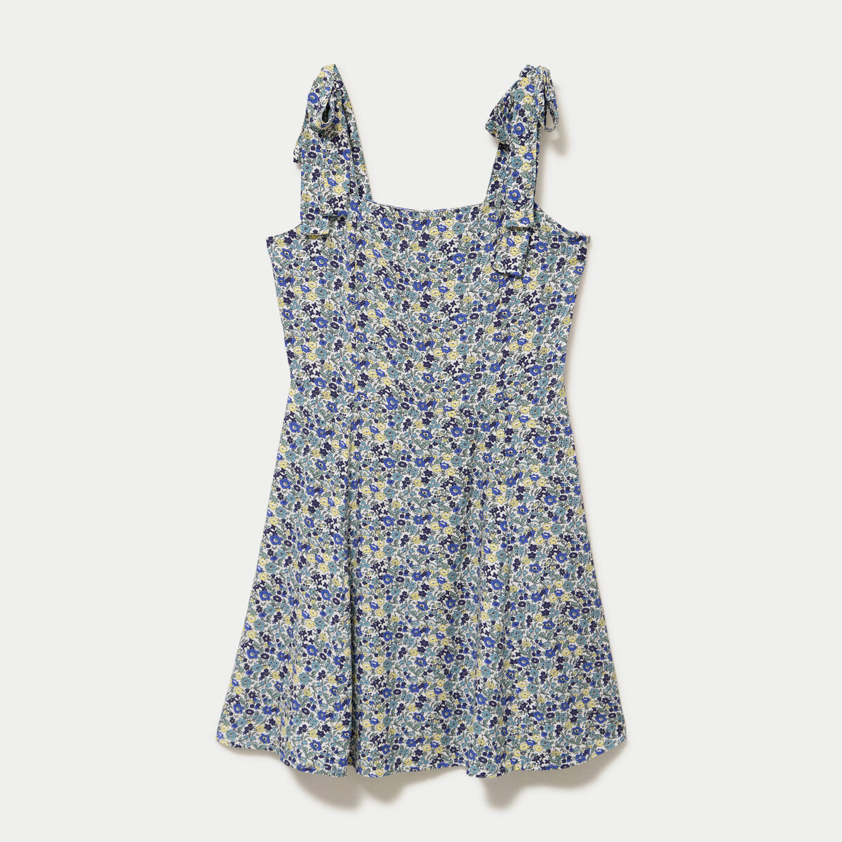 Robe courte &eacute;vas&eacute;e &agrave; fines bretelles blanc femme
