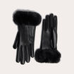 Gants d&eacute;tails fausse fourrure noir femme