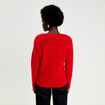 Pull col v manches longues rouge femme