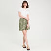 Jupe courte &eacute;vas&eacute;e vert kaki femme